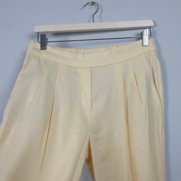 Babaton Cohen Linen Pants Women 8 Butter Yellow Pull On Pleated Career 272 - Picture 5 of 12
